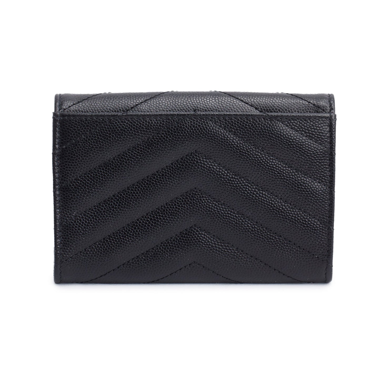 Saint Laurent 2020 Black Grain De Poudre Cassandre Matelasse Small Envelope Wallet