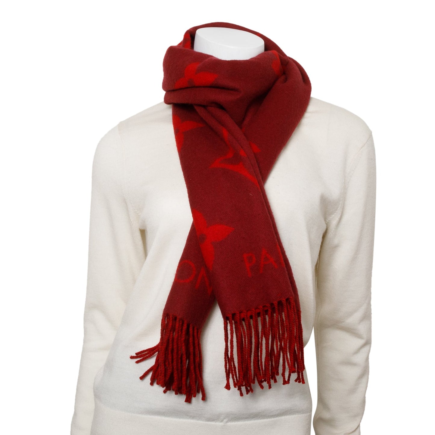 Louis Vuitton Red Reykjavik Cashmere Scarf