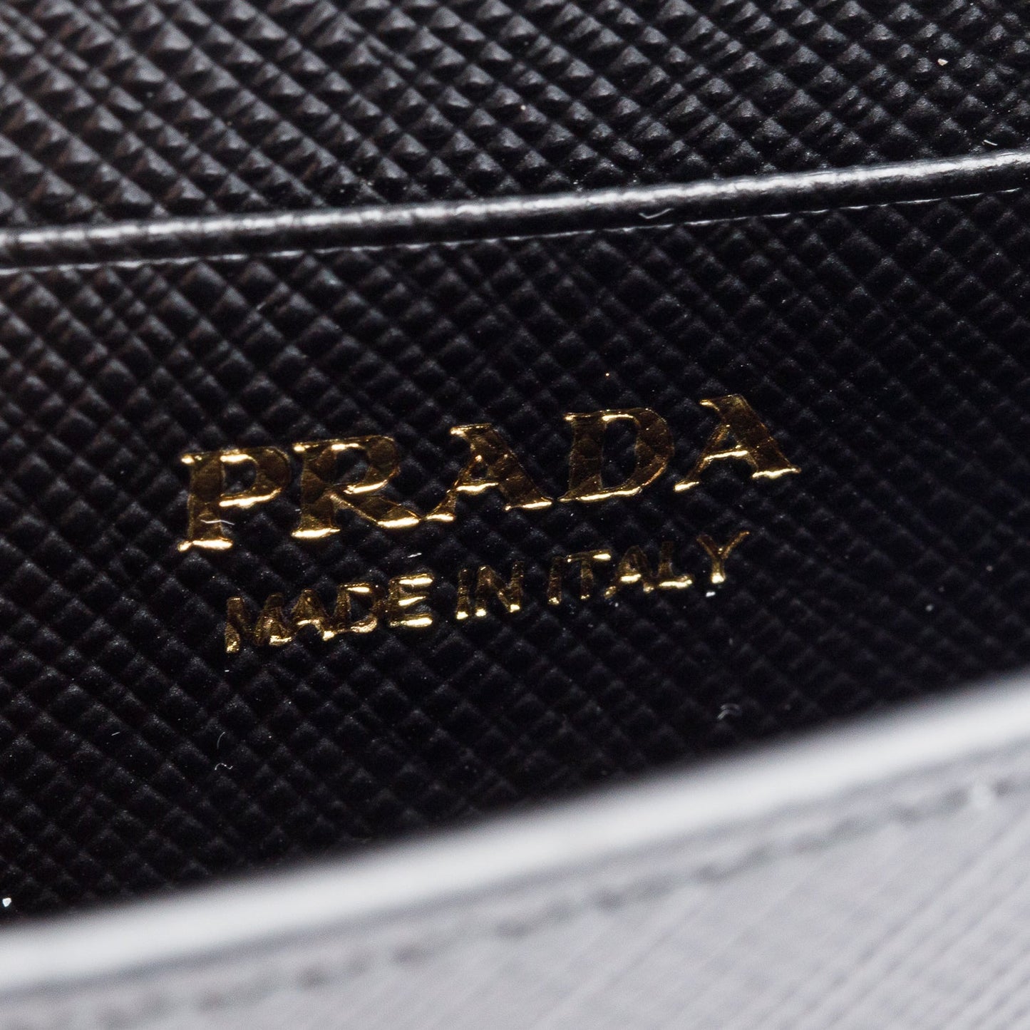 Prada Black Saffiano Metal Card Holder on Chain