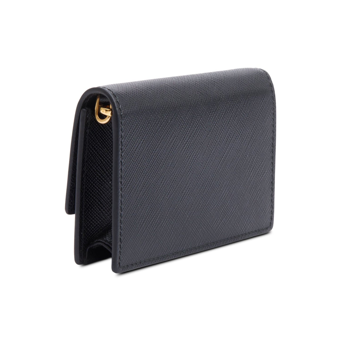Prada Black Saffiano Metal Card Holder on Chain