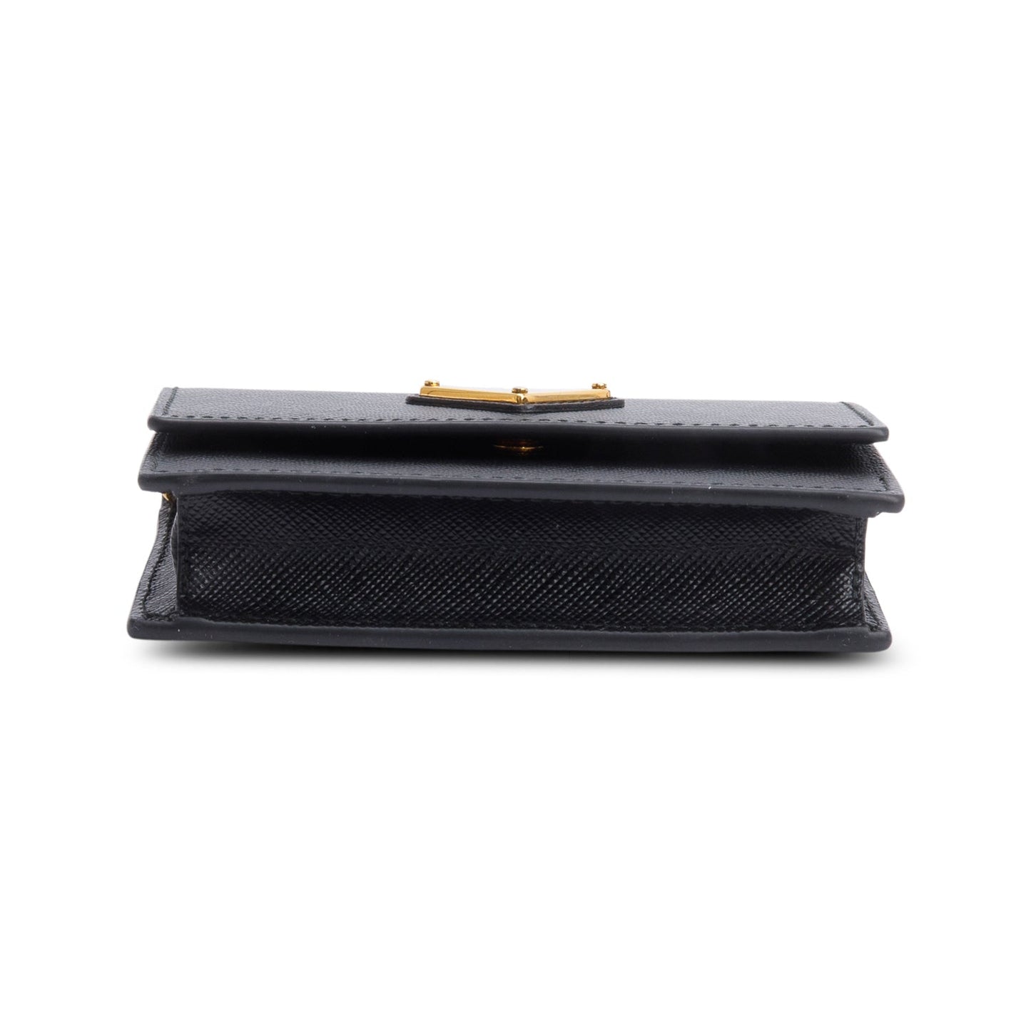 Prada Black Saffiano Metal Card Holder on Chain