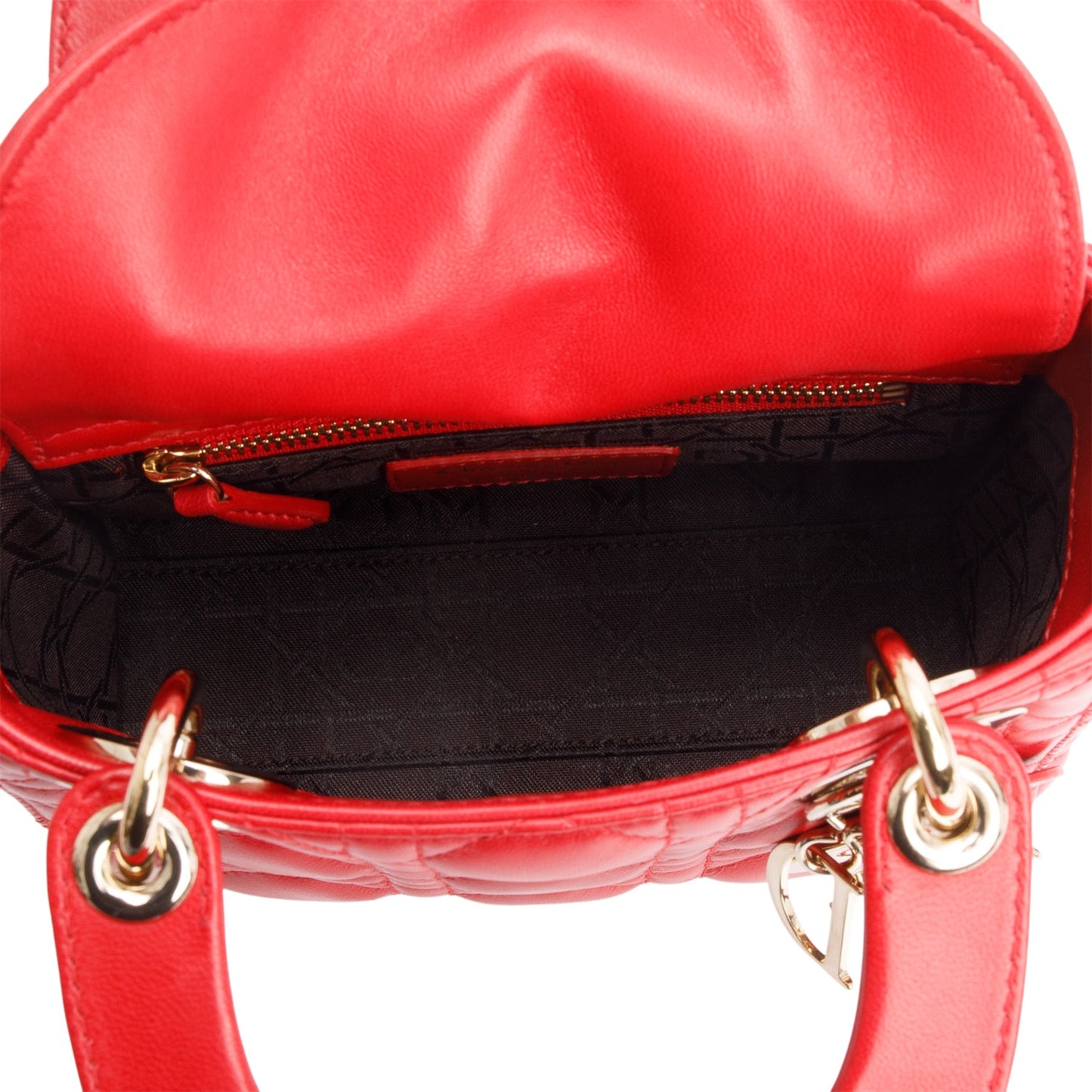 Christian Dior Red Cannage Leather Mini Lady Dior Bag