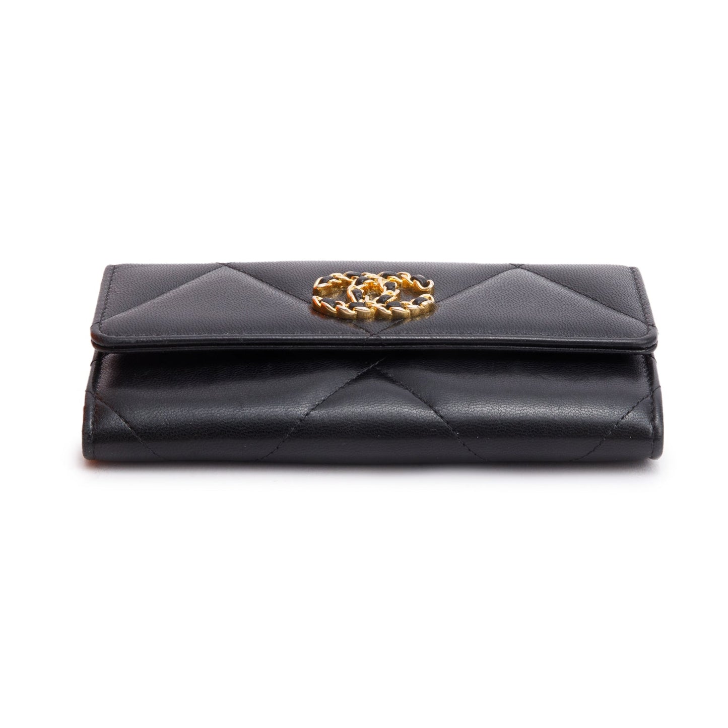 Chanel Black Leather 19 Flap Wallet