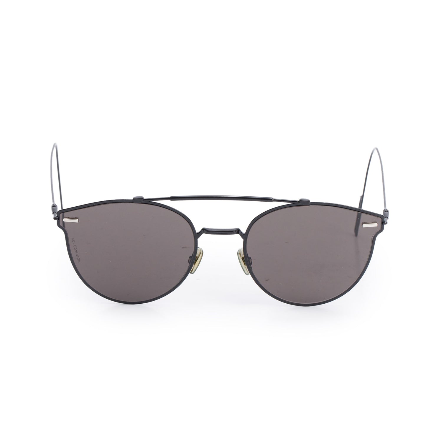 Christian Dior Black Coated Metal DiorPressure Round Sunglasses