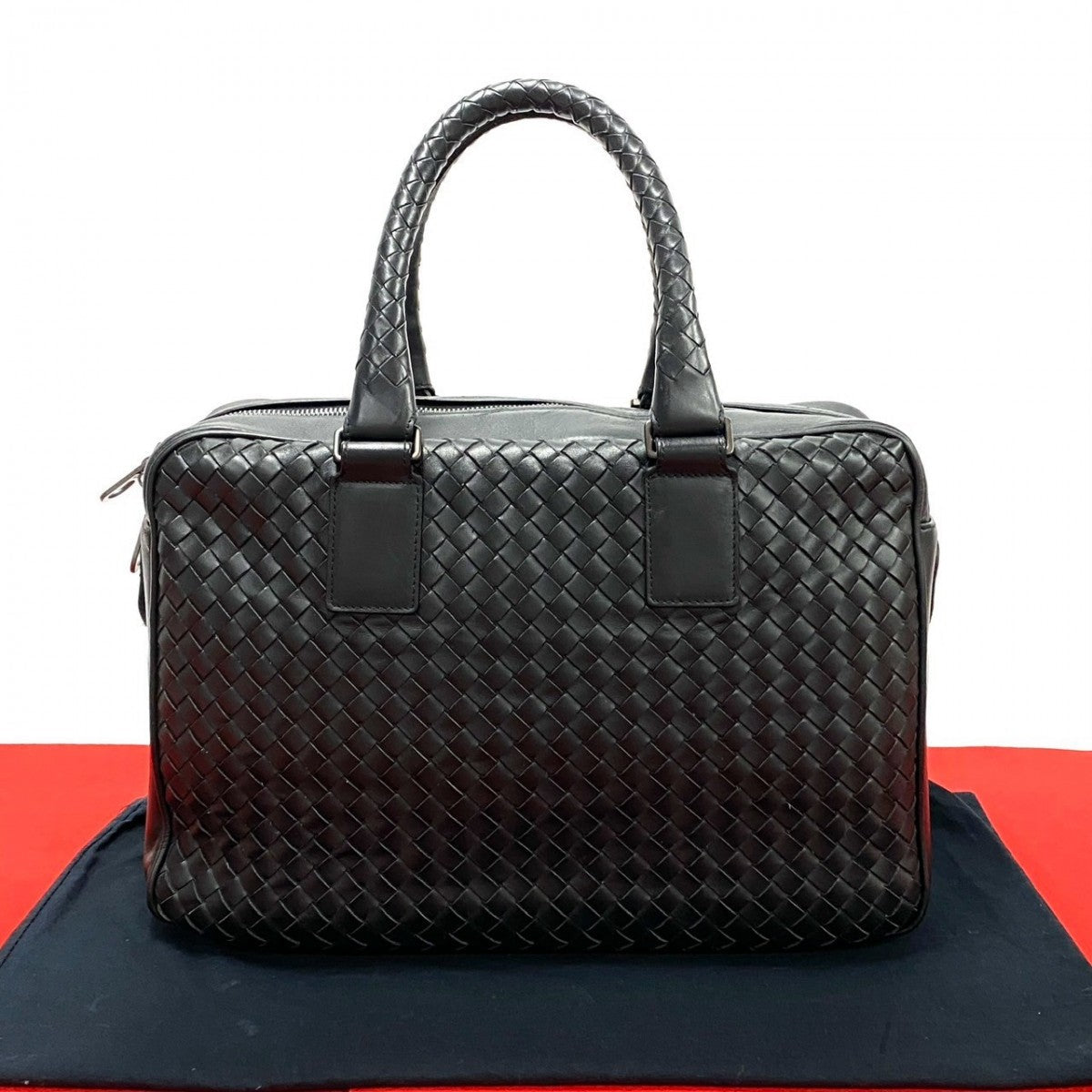 BOTTEGAVENETA Handbag leather black INTRECCIATO mens