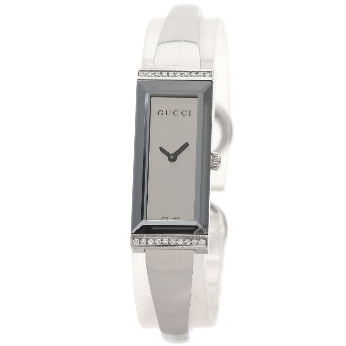 GUCCI Watches Quartz 127.5 Stainless Steel , Stainless Steel Silver Square Face Bezel Diamond mirror dial Women