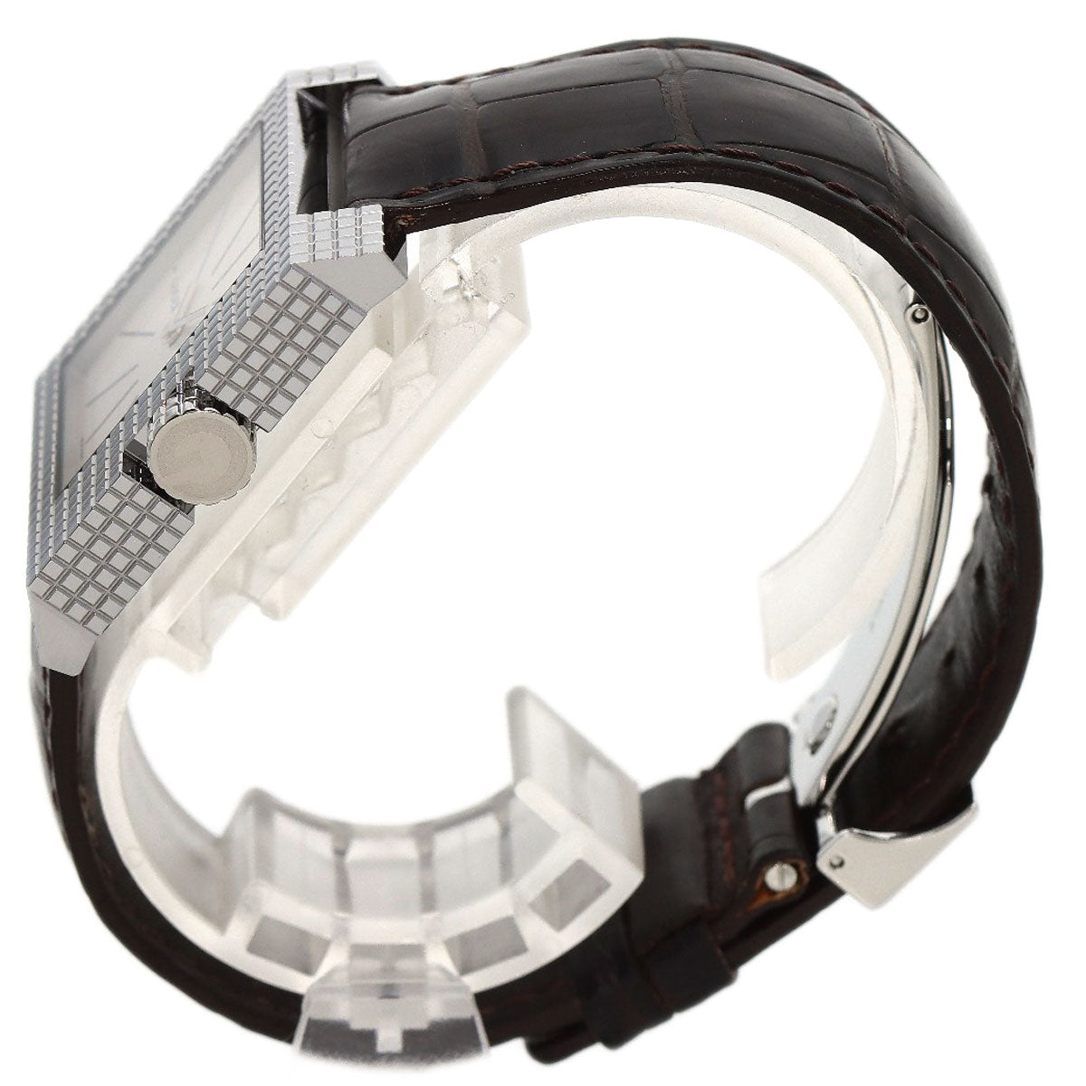 GUCCI Watches Quartz 7100M Stainless Steel, Leather Silver Square face Silver dial mens