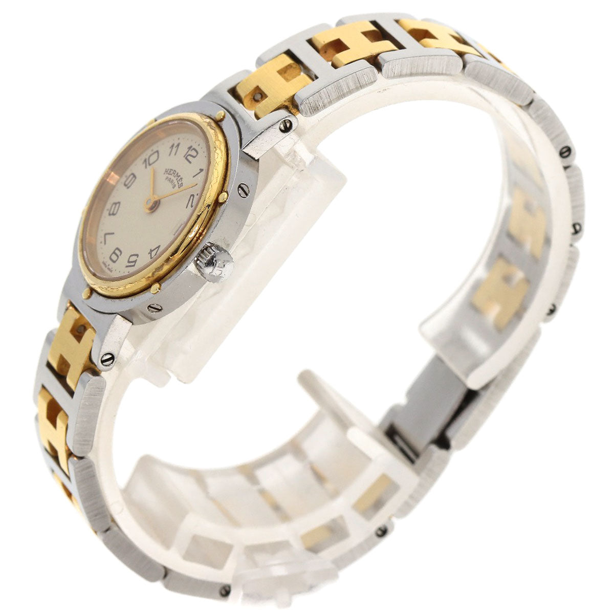HERMES Watches Quartz Stainless Steel , SSxGP gold Clipper Old Belt cream dial Women