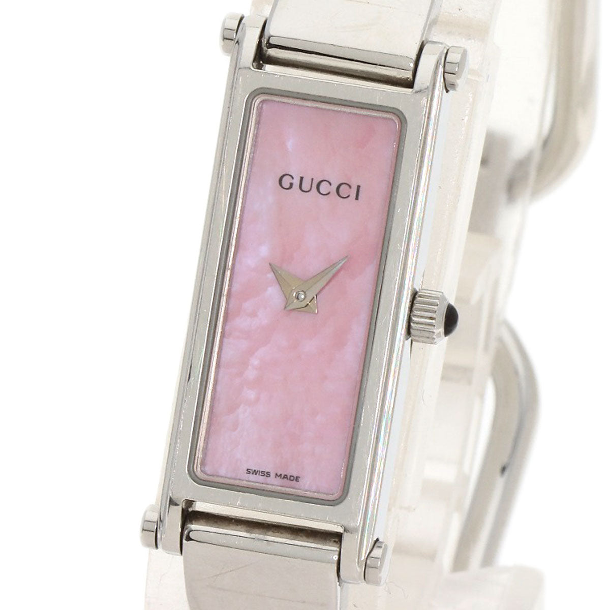 GUCCI Watches Quartz 1500L Stainless Steel , Stainless Steel Silver Square face Pink shell dial Women