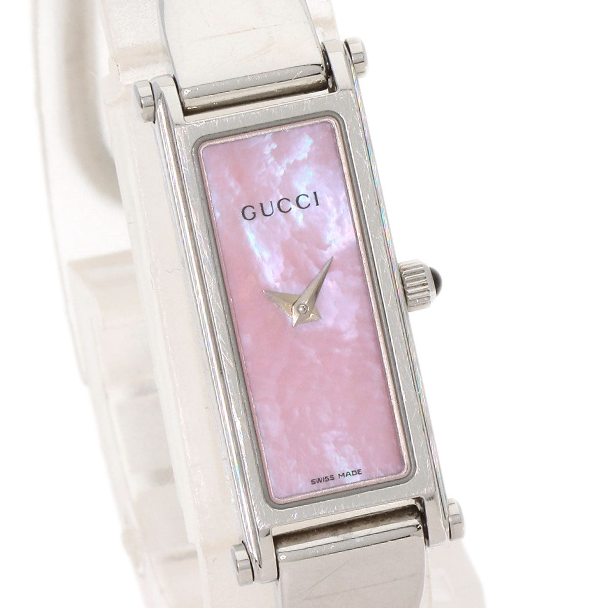 GUCCI Watches Quartz 1500L Stainless Steel , Stainless Steel Silver Square face Pink shell dial Women