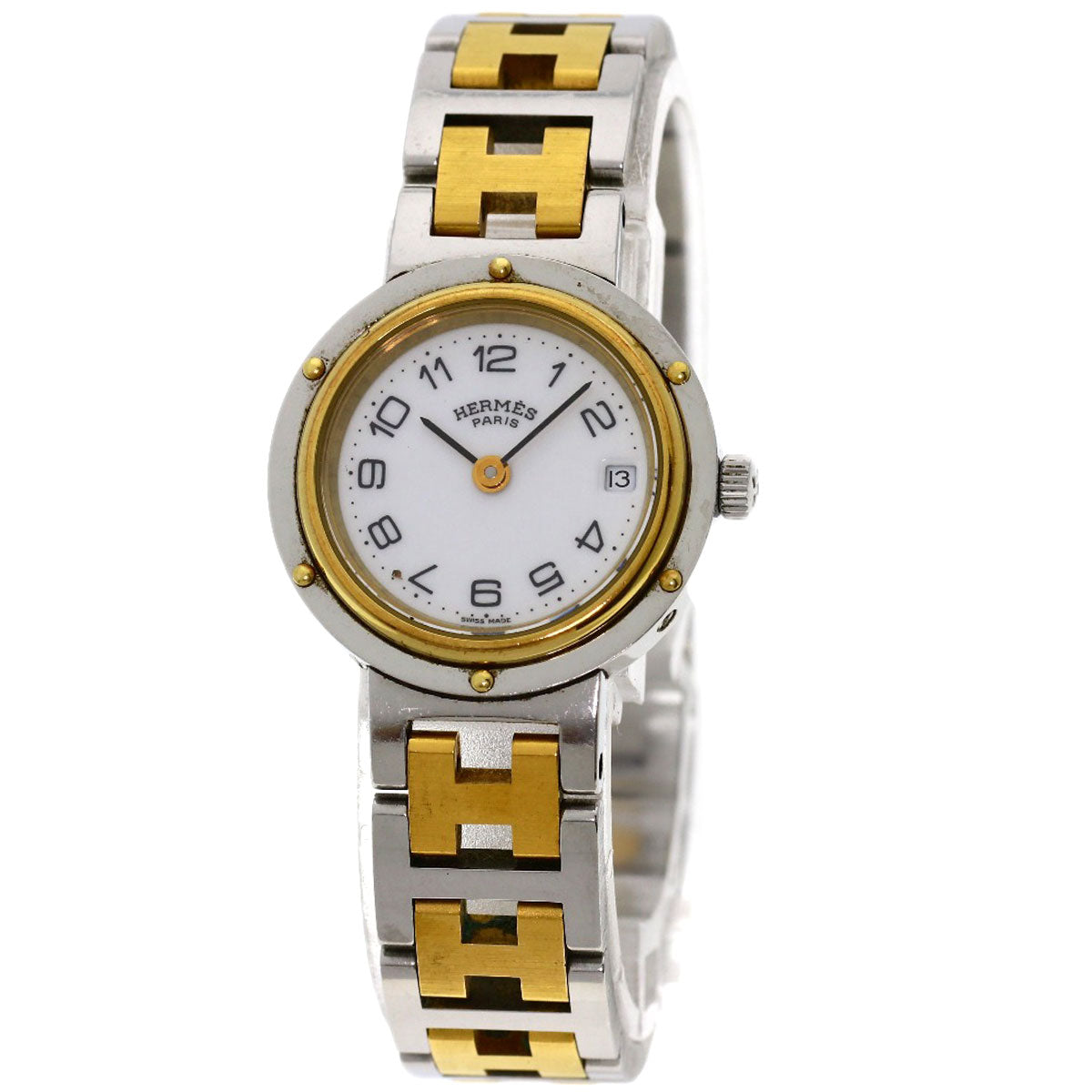 HERMES Watches Quartz Stainless Steel , SSxGP gold Clipper white dial Women