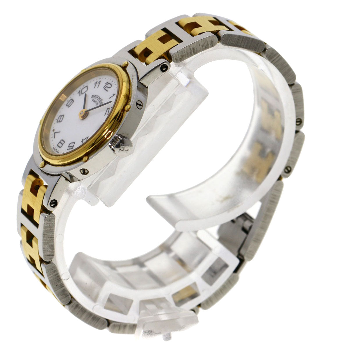 HERMES Watches Quartz Stainless Steel , SSxGP gold Clipper white dial Women