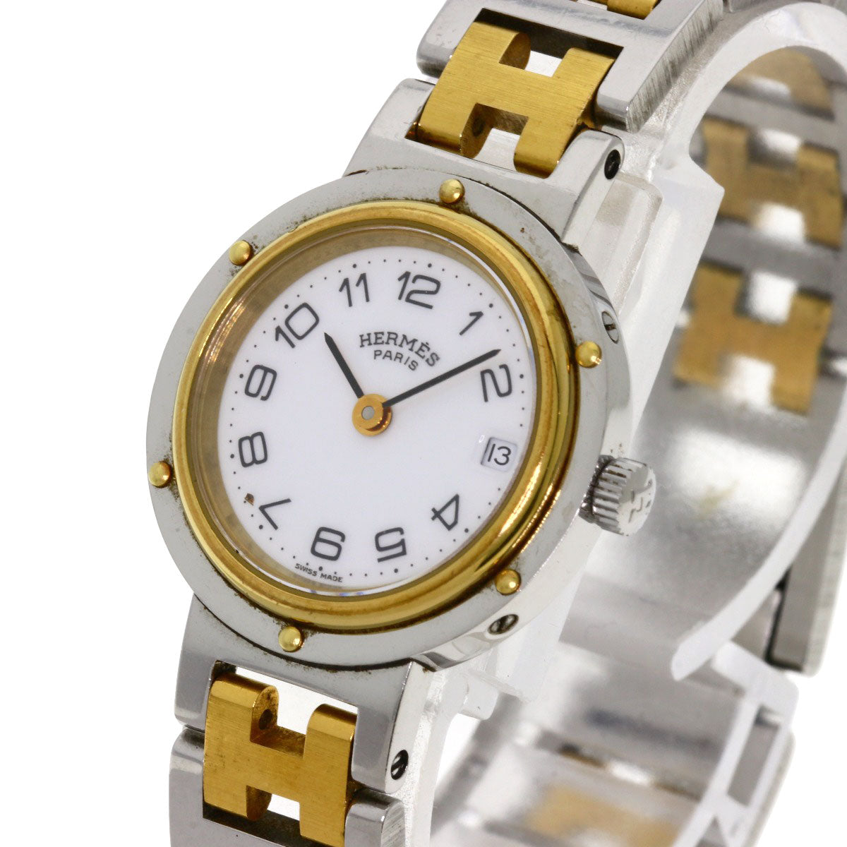 HERMES Watches Quartz Stainless Steel , SSxGP gold Clipper white dial Women