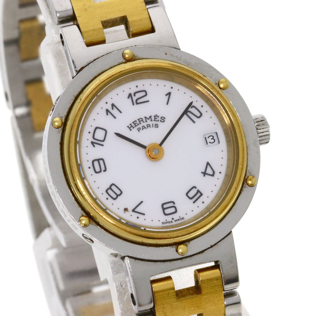 HERMES Watches Quartz Stainless Steel , SSxGP gold Clipper white dial Women
