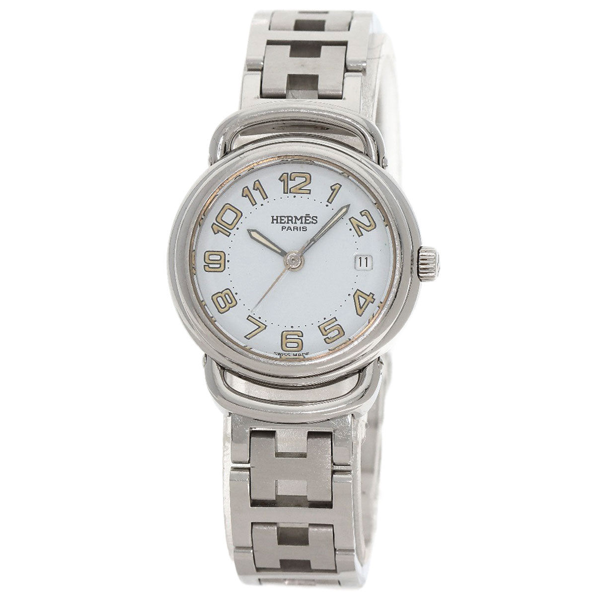 HERMES Watches Quartz PU2.210 Stainless Steel Silver Pullman white dial Women