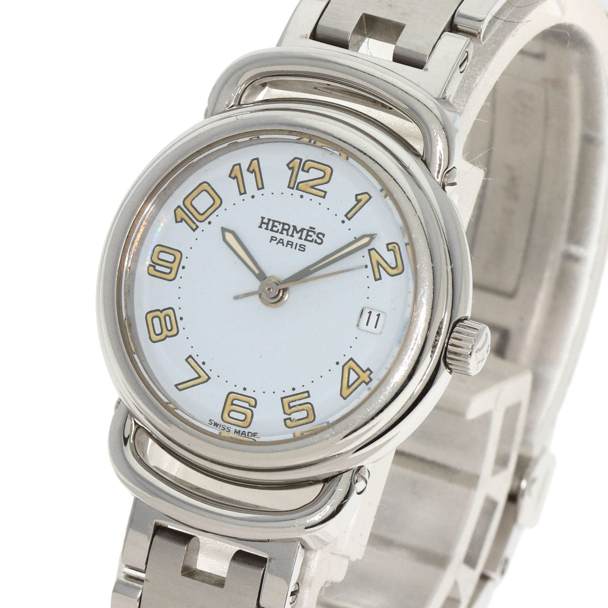 HERMES Watches Quartz PU2.210 Stainless Steel Silver Pullman white dial Women