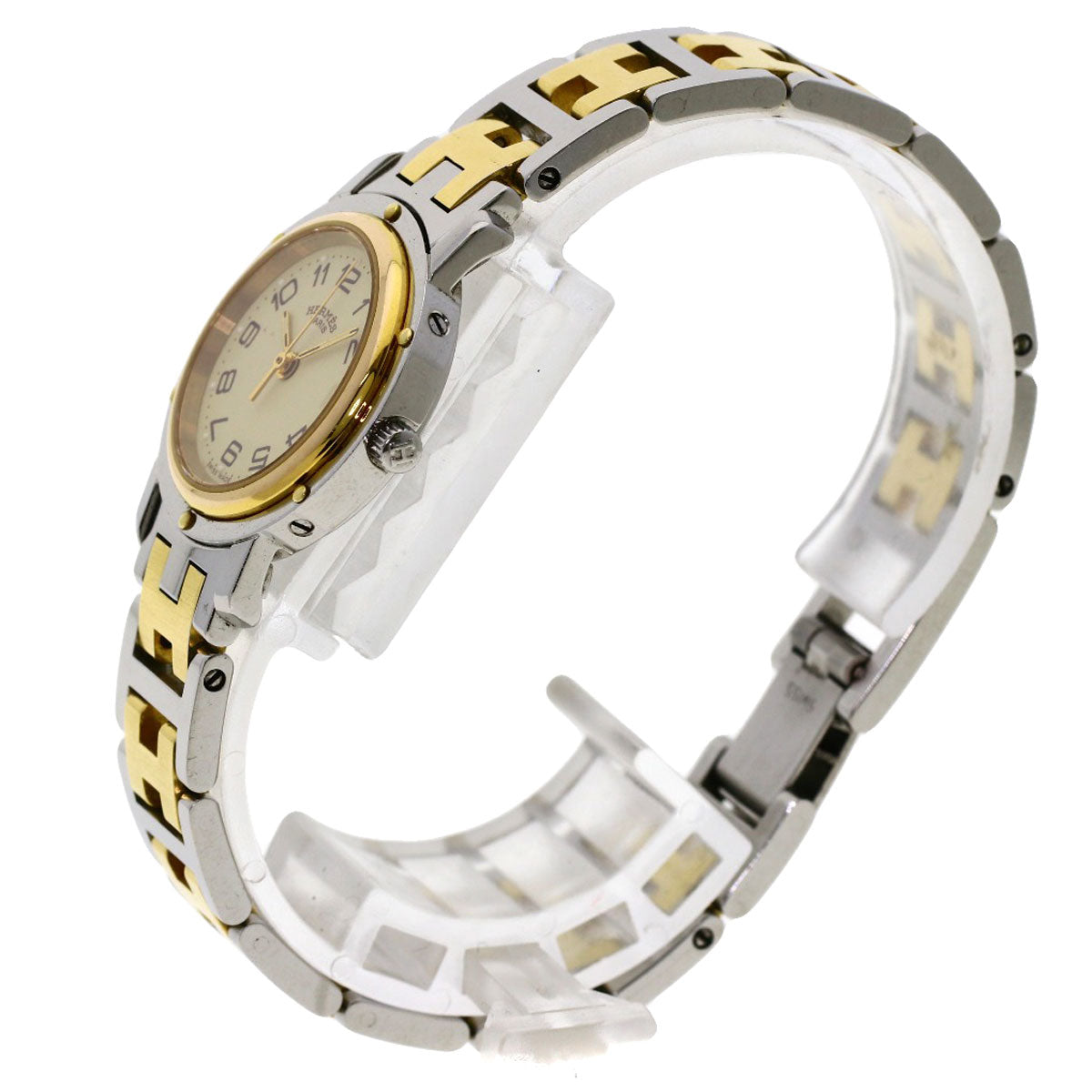 HERMES Watches Quartz CL3.240 Stainless Steel , SSxGP gold Clipper Ivory dial Women