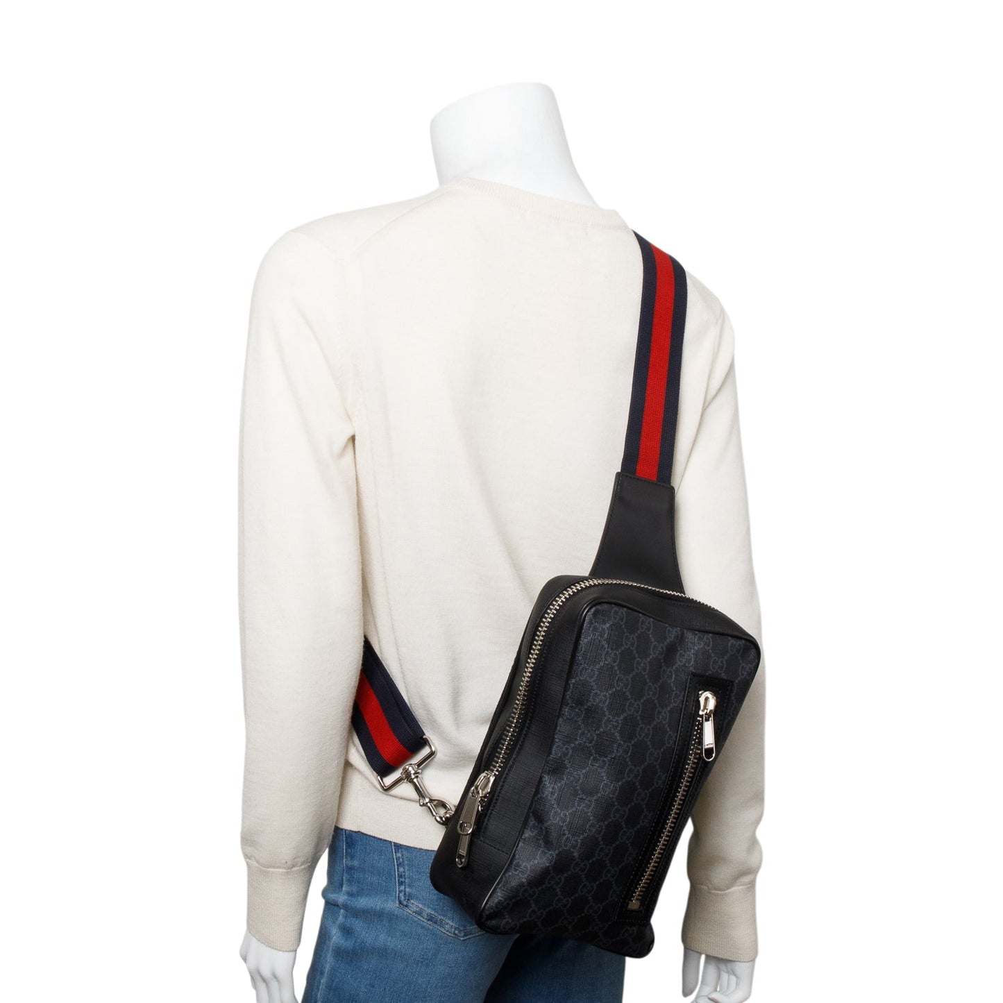 Gucci Black GG Supreme Sling Backpack