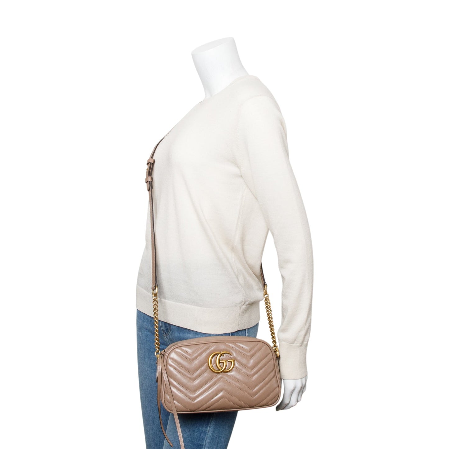 Gucci Beige GG Marmont Matelasse Small Camera Bag