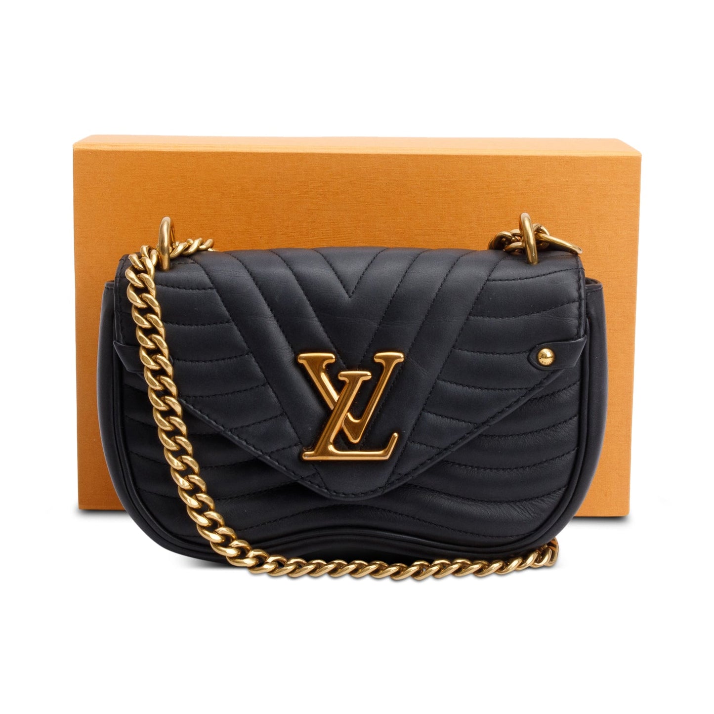 Louis Vuitton Black Leather New Wave Chain Bag MM