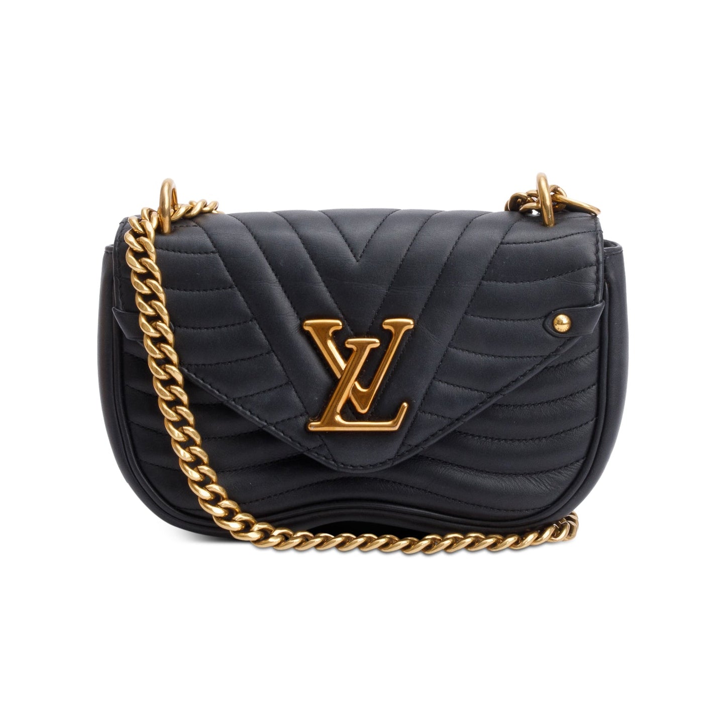 Louis Vuitton Black Leather New Wave Chain Bag MM