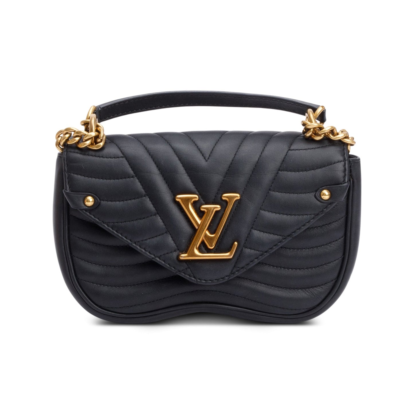 Louis Vuitton Black Leather New Wave Chain Bag MM