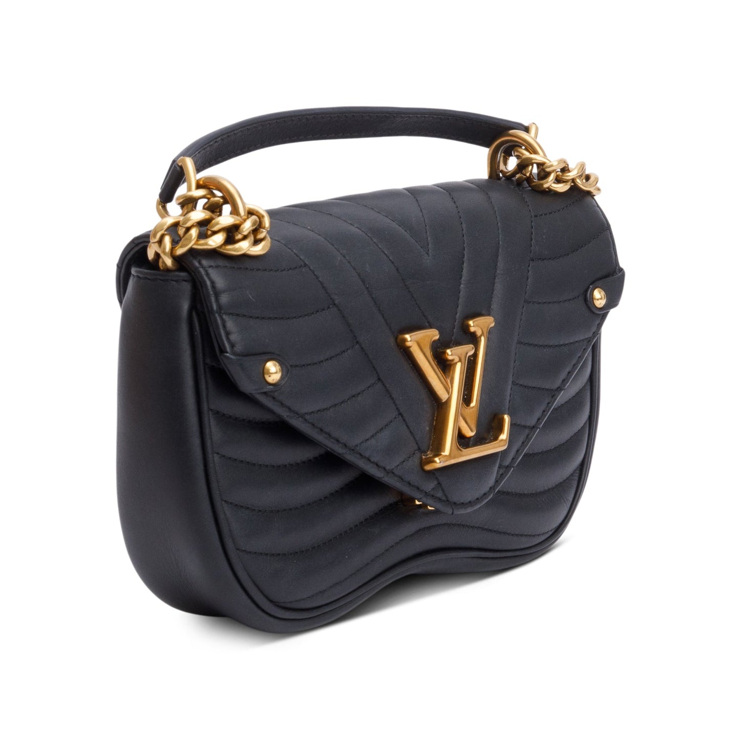 Louis Vuitton Black Leather New Wave Chain Bag MM