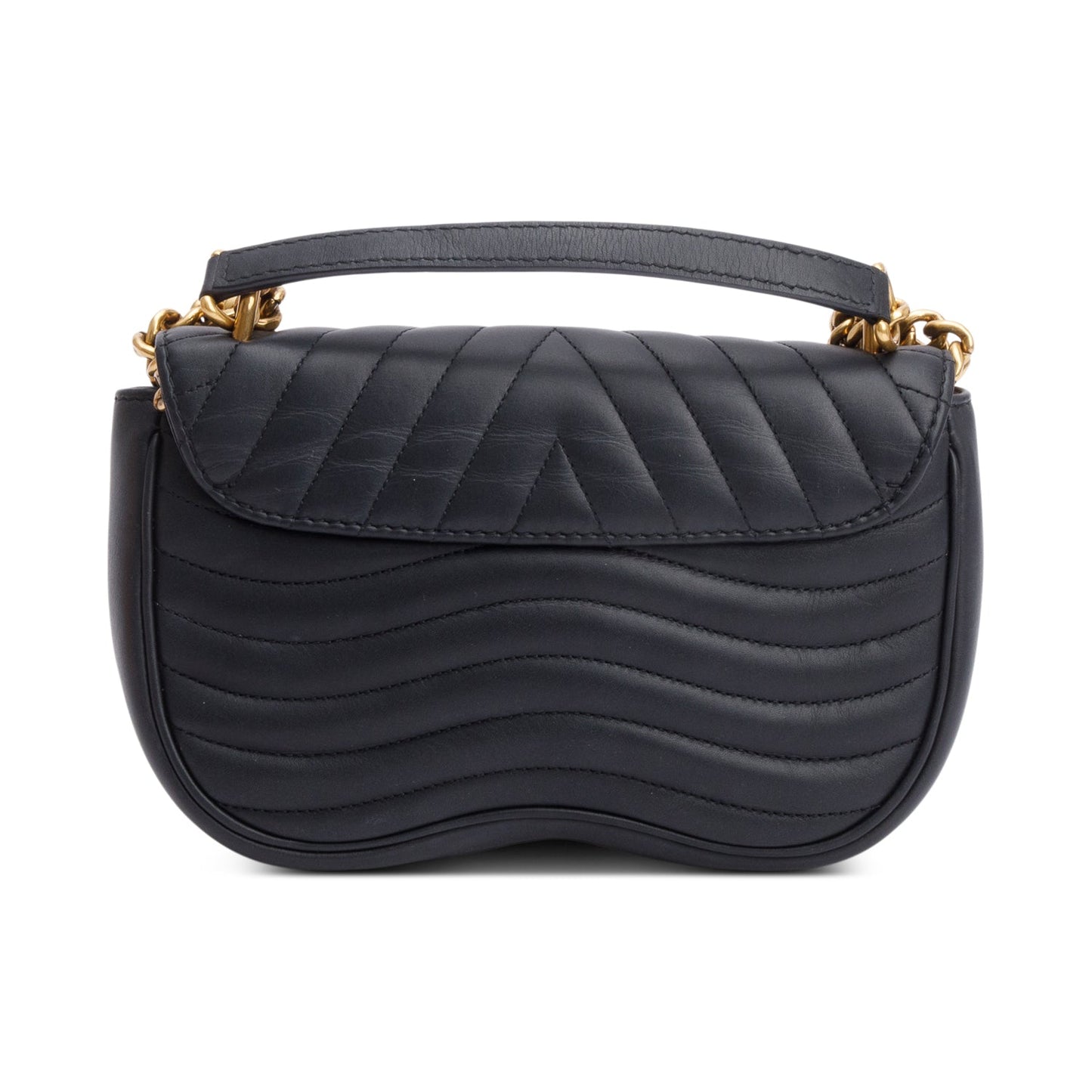 Louis Vuitton Black Leather New Wave Chain Bag MM
