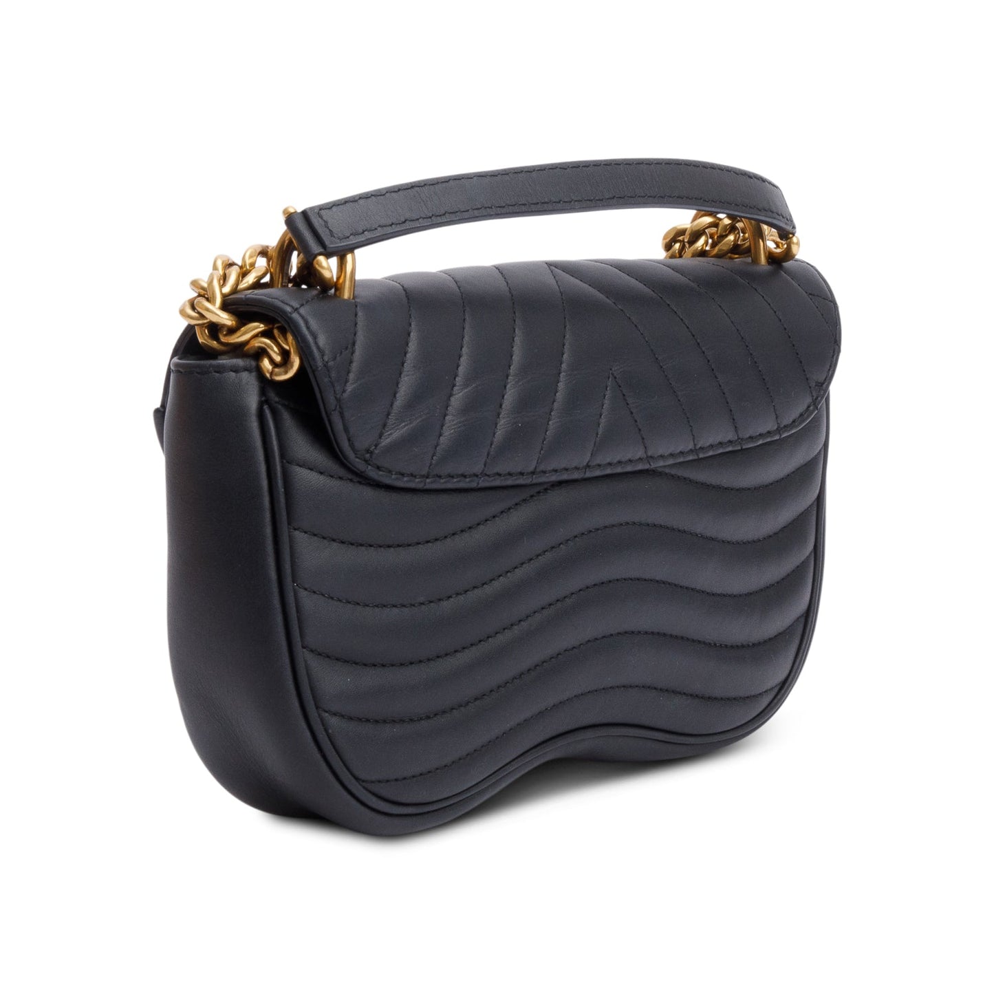 Louis Vuitton Black Leather New Wave Chain Bag MM