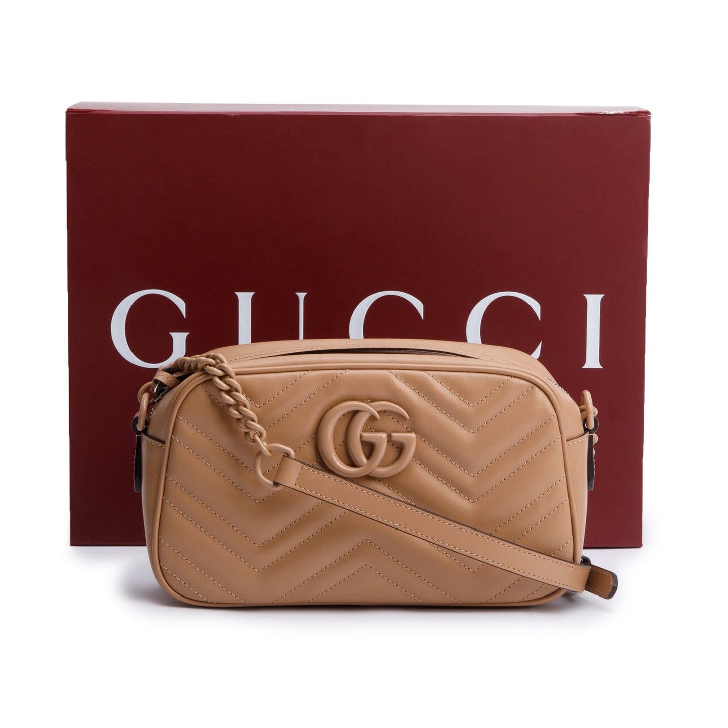 Gucci Beige GG Marmont Matelasse Small Camera Bag