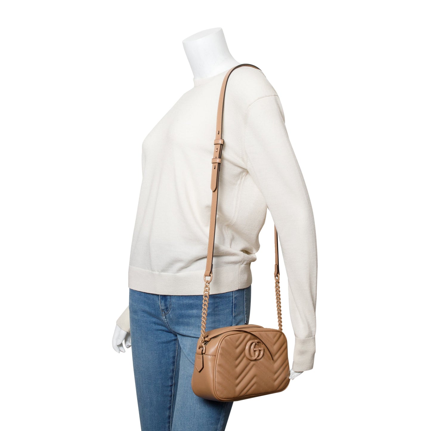 Gucci Beige GG Marmont Matelasse Small Camera Bag