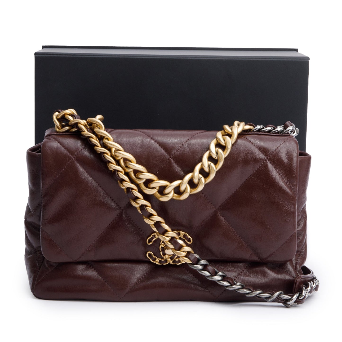 Chanel Burgundy 2020 Lambskin Leather Large 19 Flap Bag