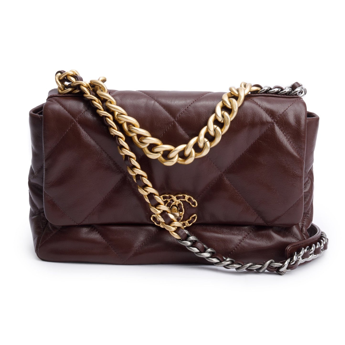 Chanel Burgundy 2020 Lambskin Leather Large 19 Flap Bag