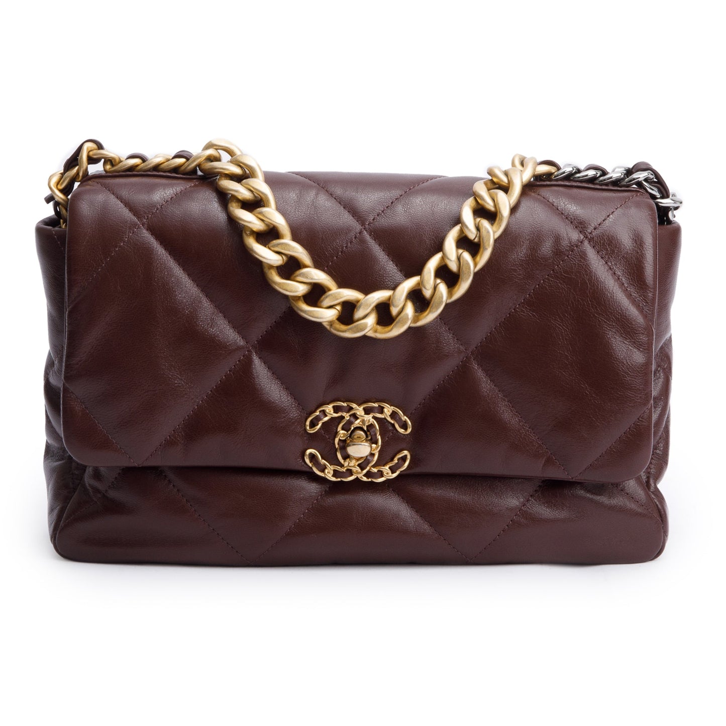 Chanel Burgundy 2020 Lambskin Leather Large 19 Flap Bag