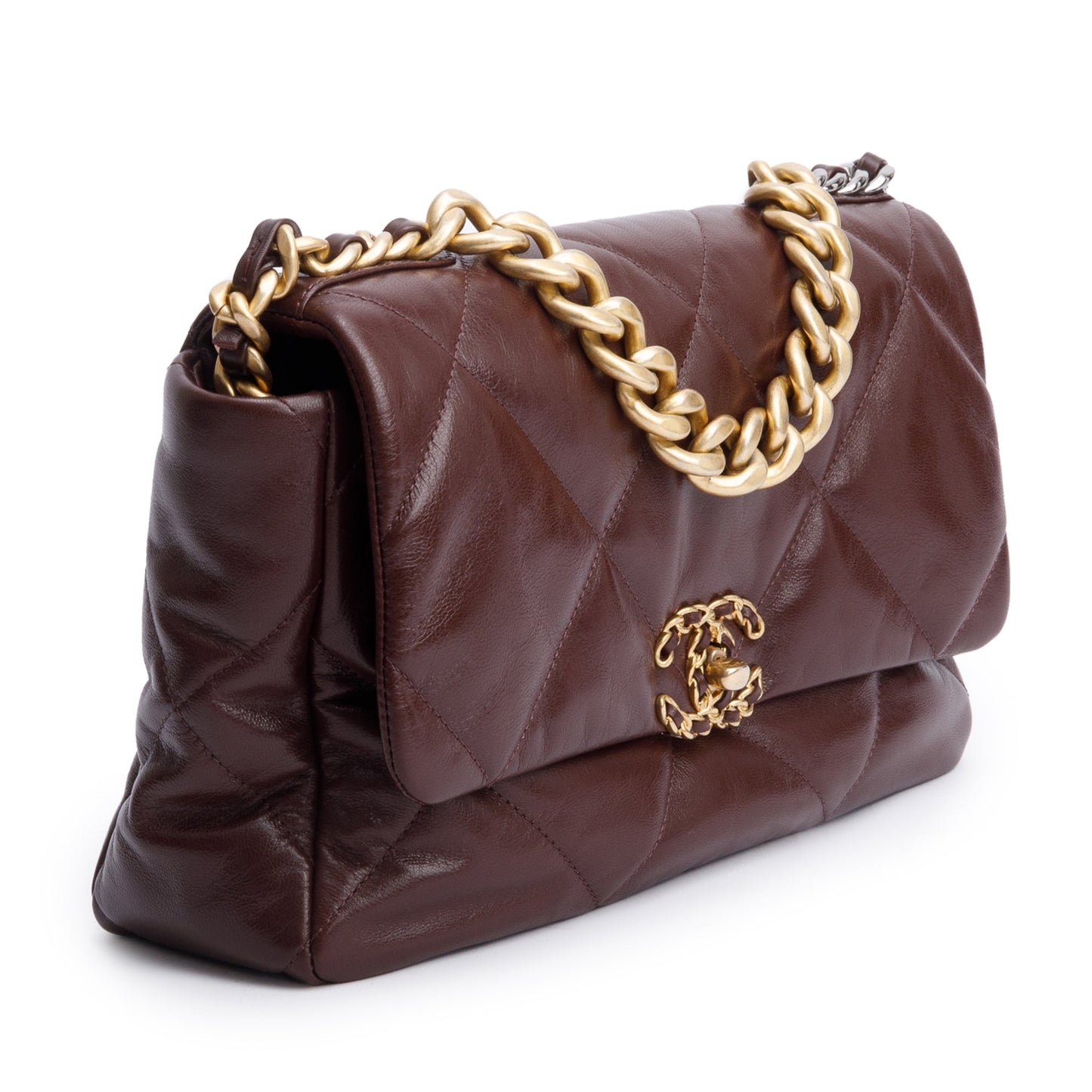 Chanel Burgundy 2020 Lambskin Leather Large 19 Flap Bag