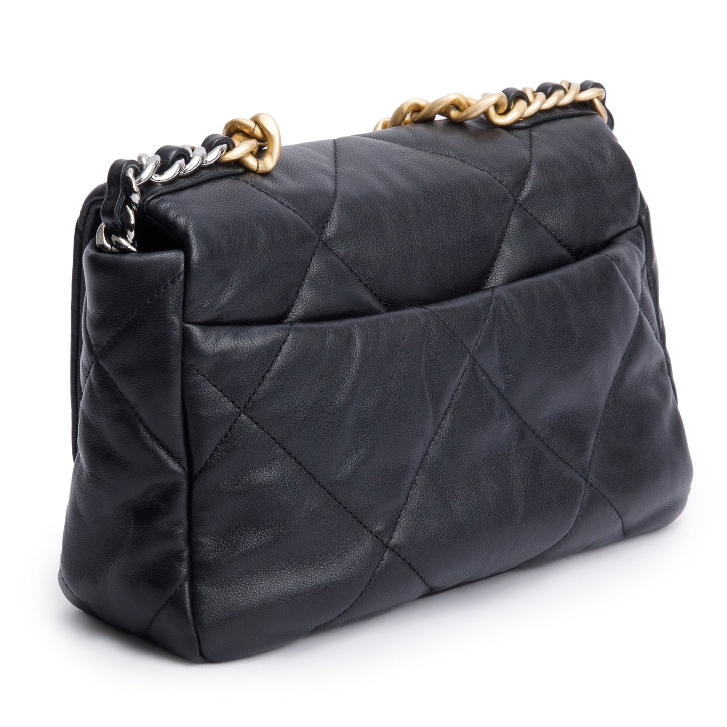 Chanel Black Lambskin Leather Medium 19 Flap Bag