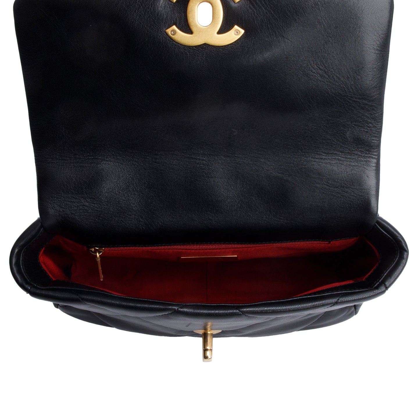 Chanel Black Lambskin Leather Medium 19 Flap Bag