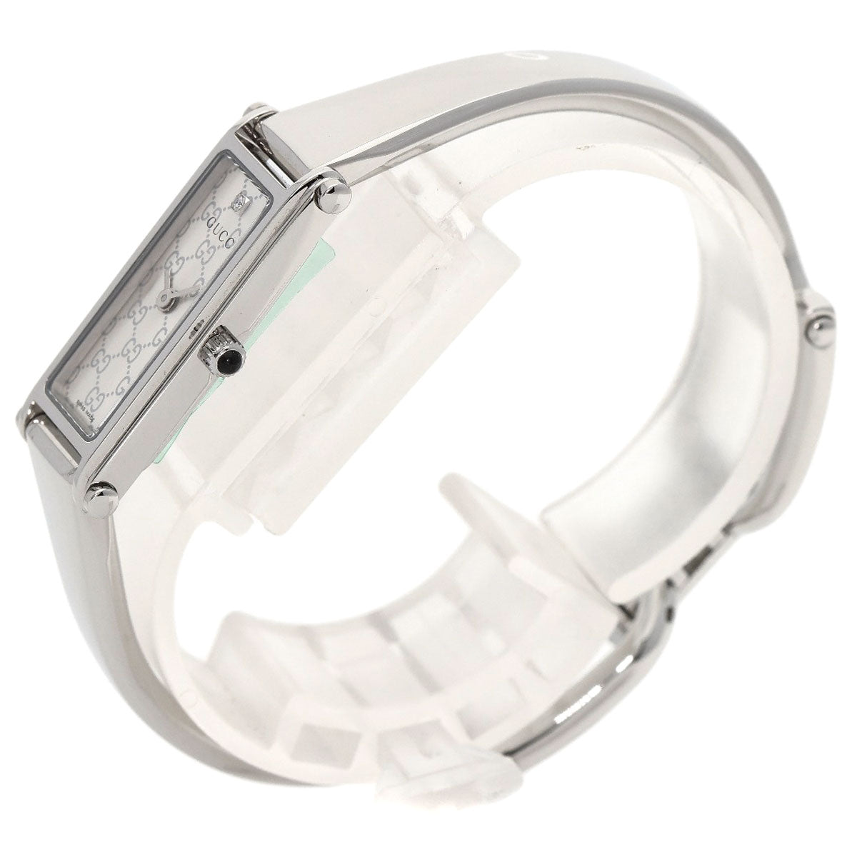GUCCI Watches Quartz 1500L Stainless Steel , Stainless Steel Silver Square Face 1P Diamond Silver dial Women