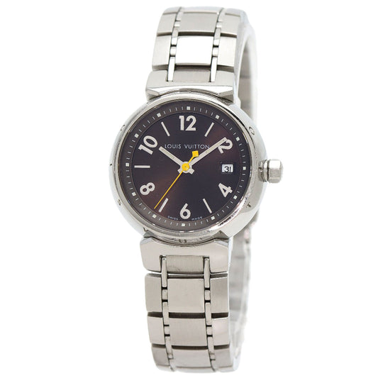 LOUIS VUITTON Watches Quartz Q1211 Stainless Steel Silver Tambour Brown dial