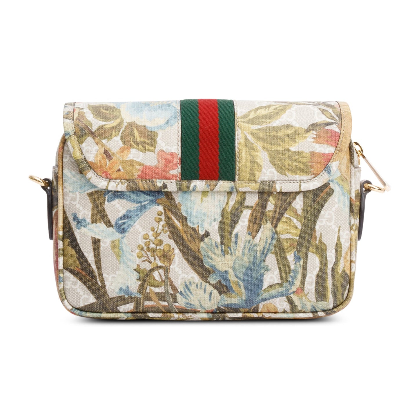 Gucci GG Supreme Water Flora Web Small Ophidia Flap Shoulder Bag
