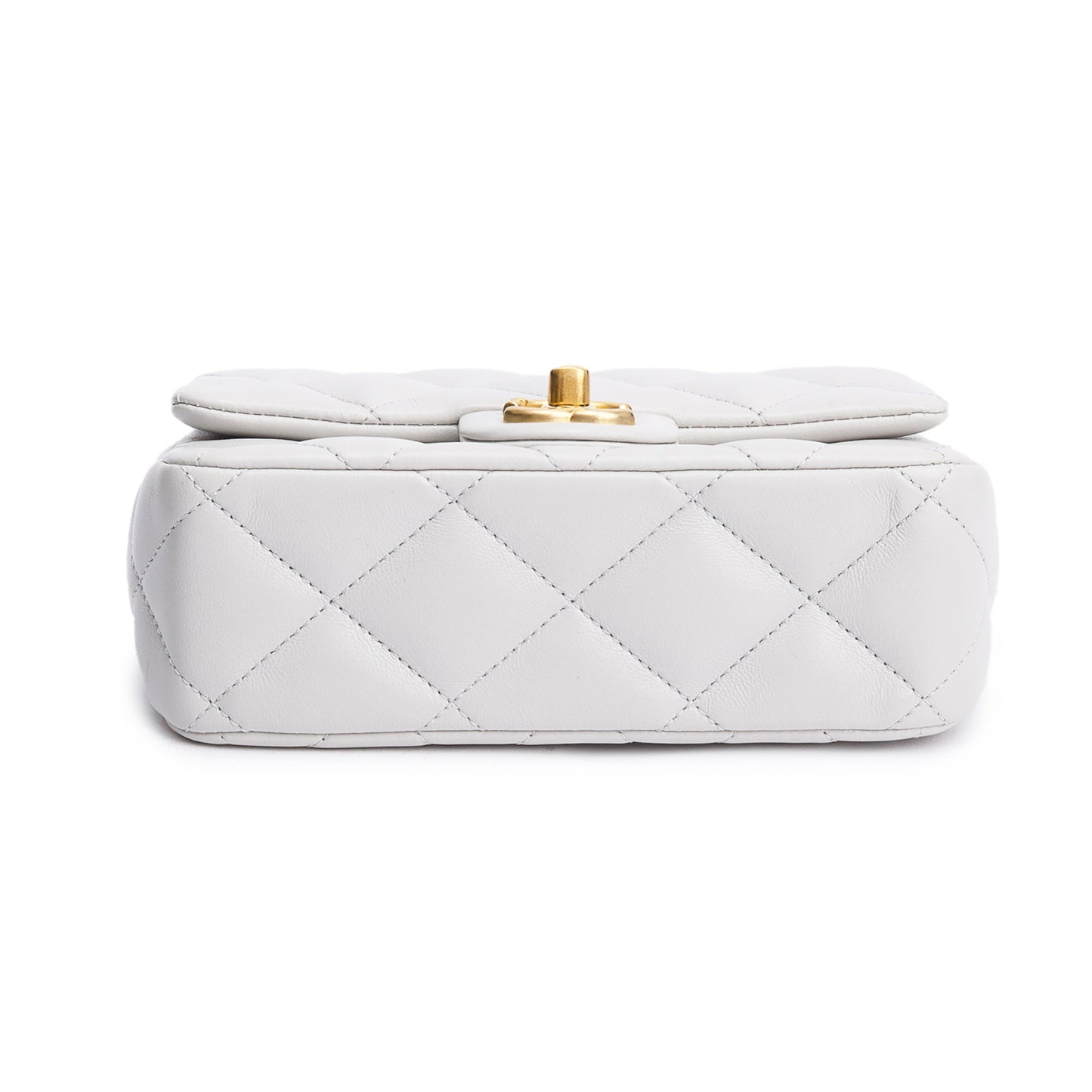 Chanel 2025 Grey Quilted Lambskin Leather Sweetheart Square Mini Flap Bag