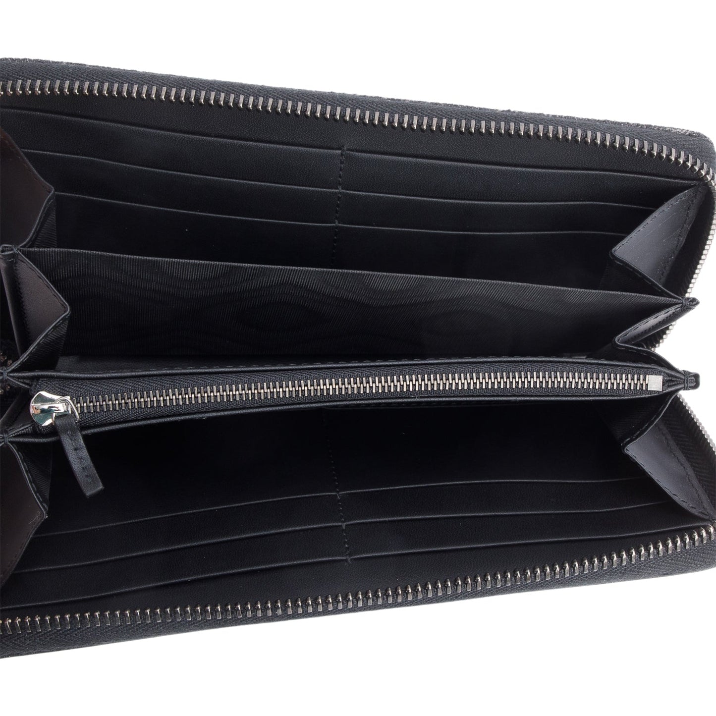 Gucci Black Leather Denim GG Marmont Zip Around Wallet