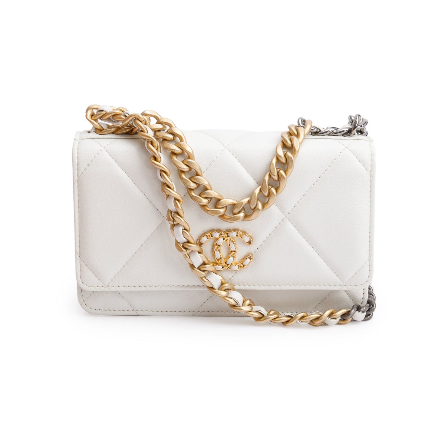 Chanel 2020 White Lambskin Leather 19 Wallet On Chain