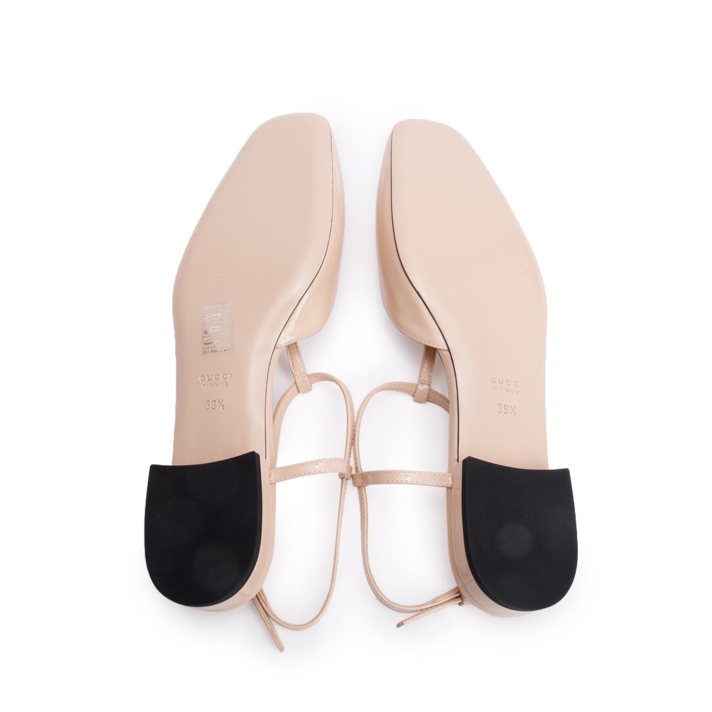 Gucci Beige Patent Leather Double G Logo Slingback Ballet Flats, Size 39.5