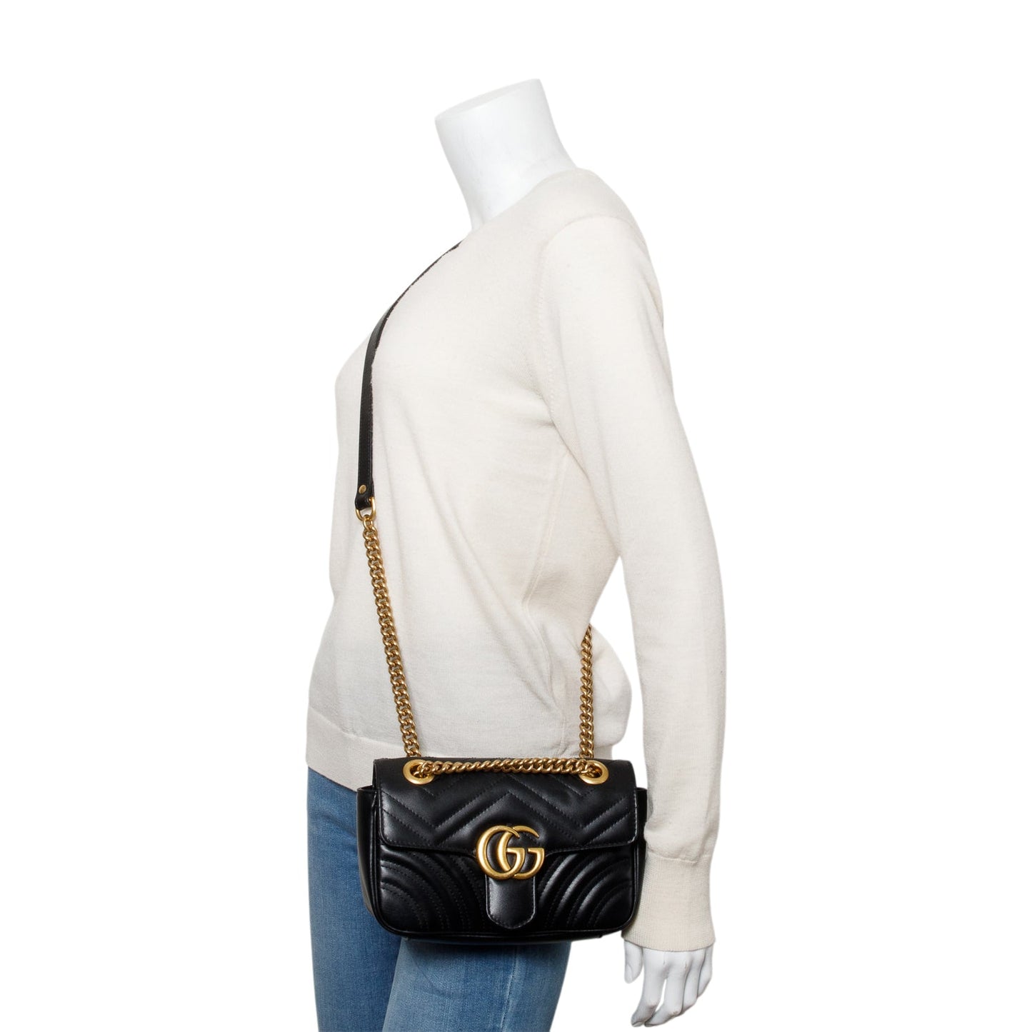 Gucci Black GG Marmont Matelasse Mini Shoulder Bag
