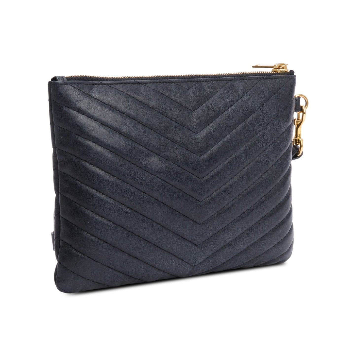 Saint Laurent Black Leather Cassandre Matelasse A5 Pouch