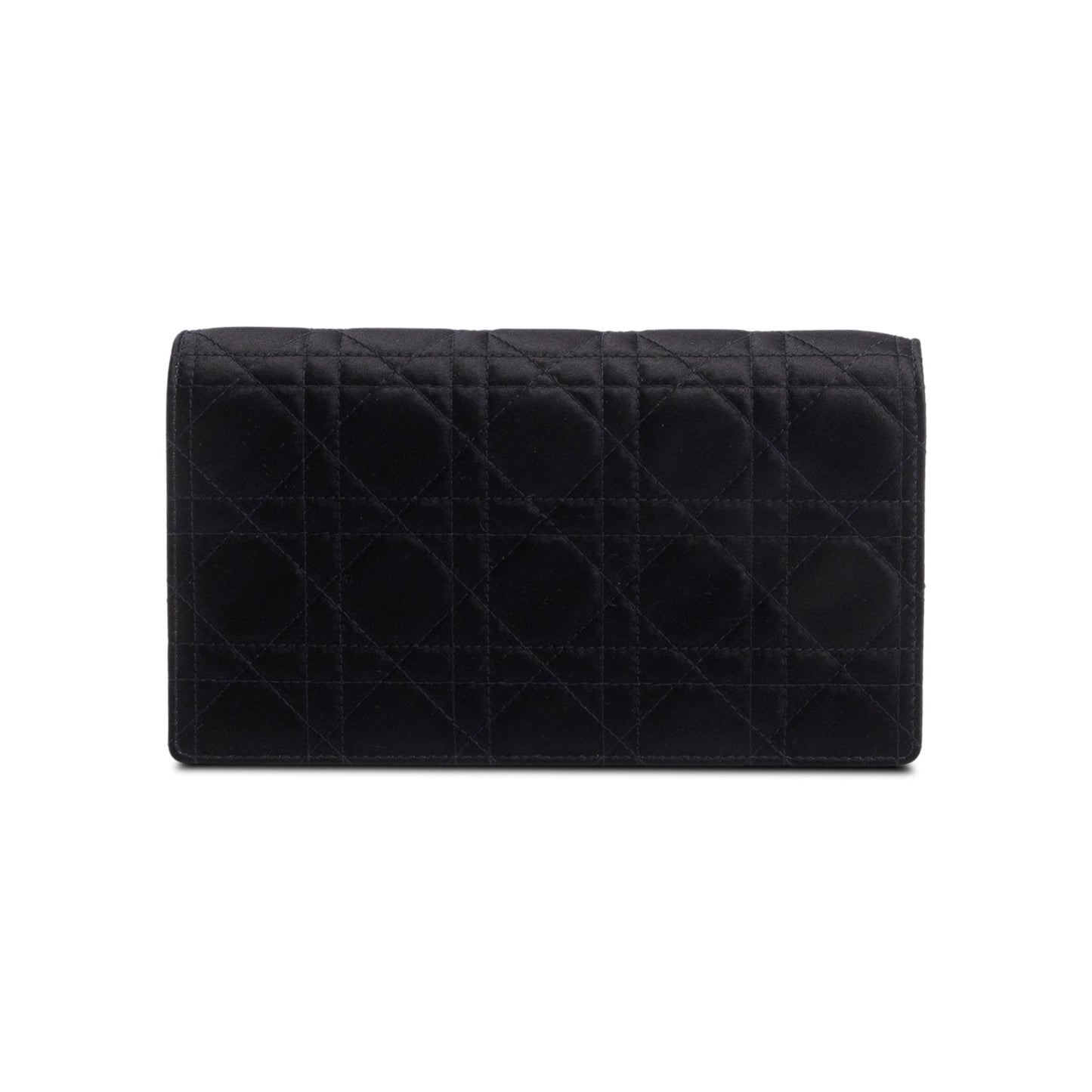 Christian Dior Black Cannage Satin Lady Dior Chain Pouch