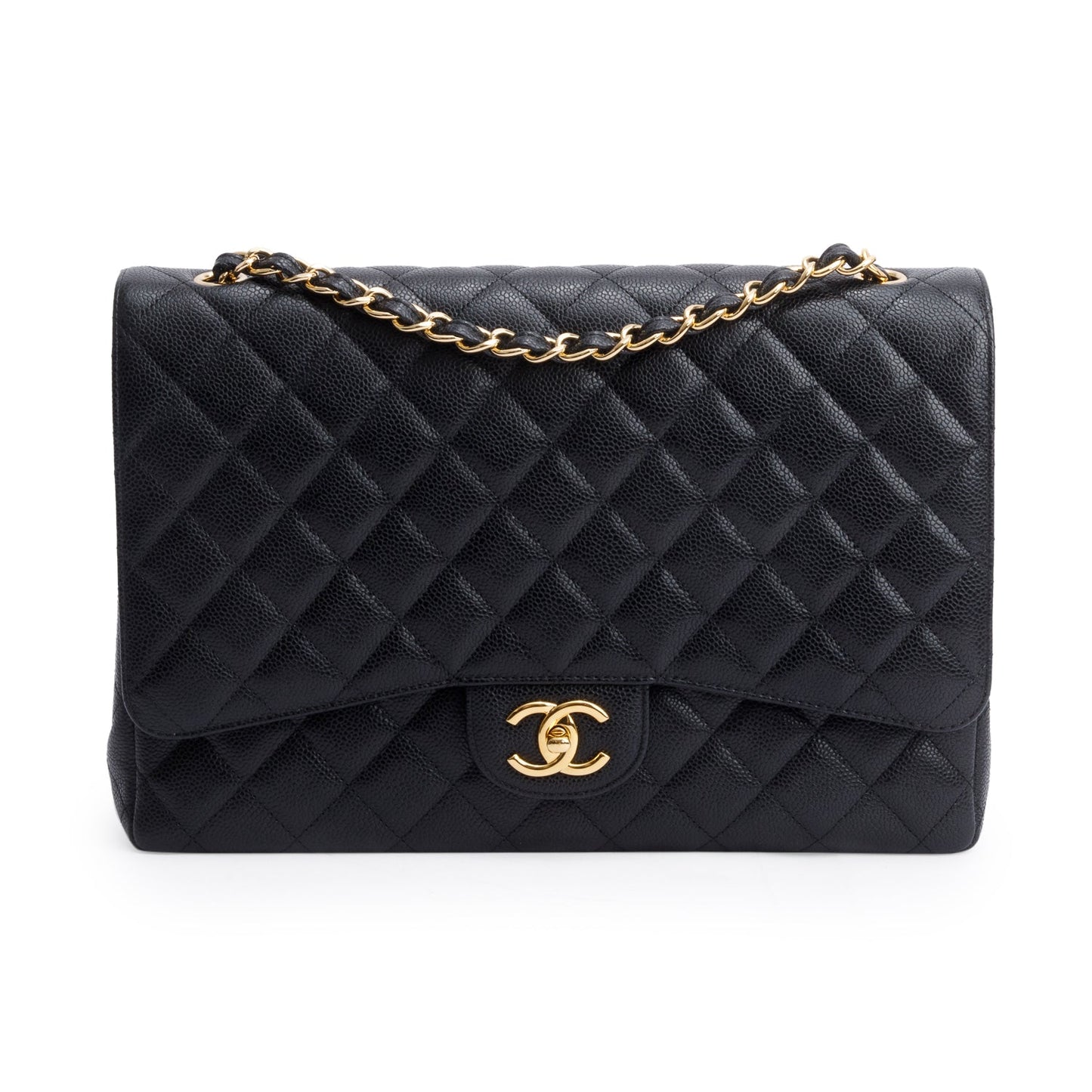 Chanel Black Quilted Caviar Leather Classic Maxi Double Flap Bag