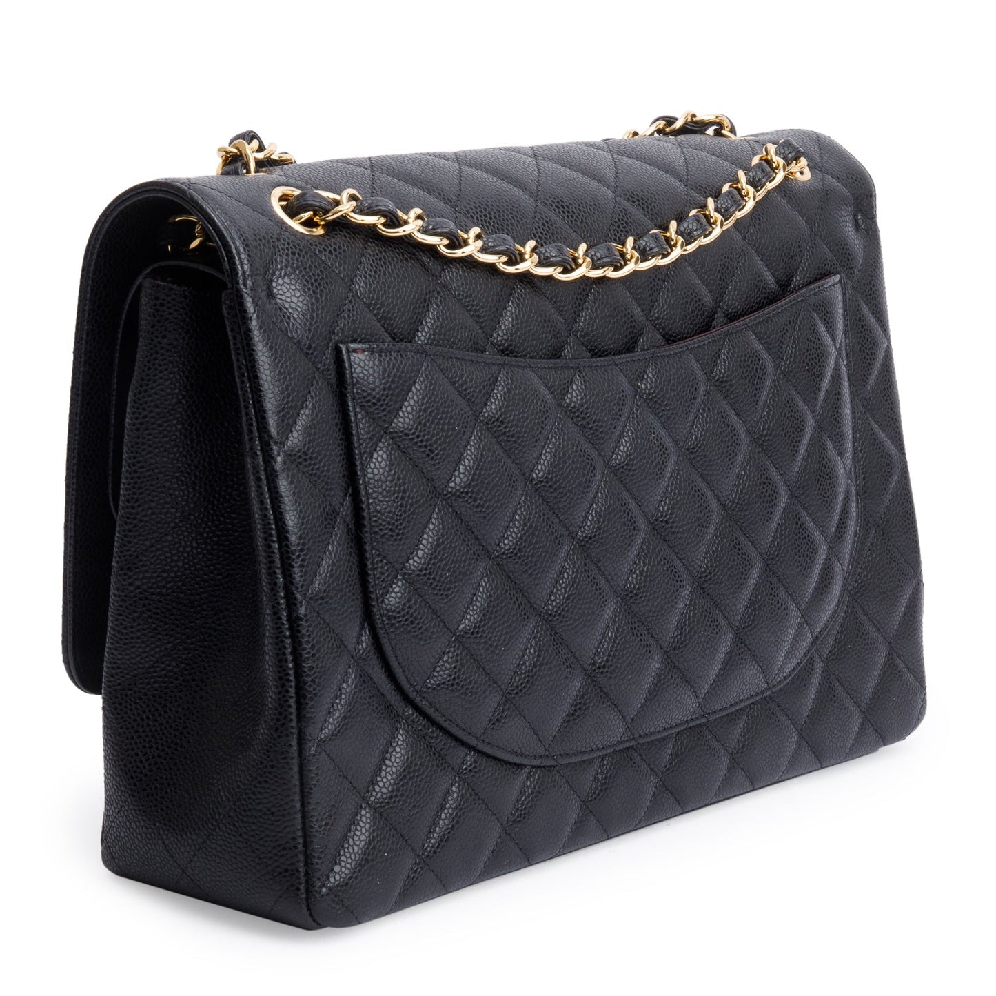 Chanel Black Quilted Caviar Leather Classic Maxi Double Flap Bag