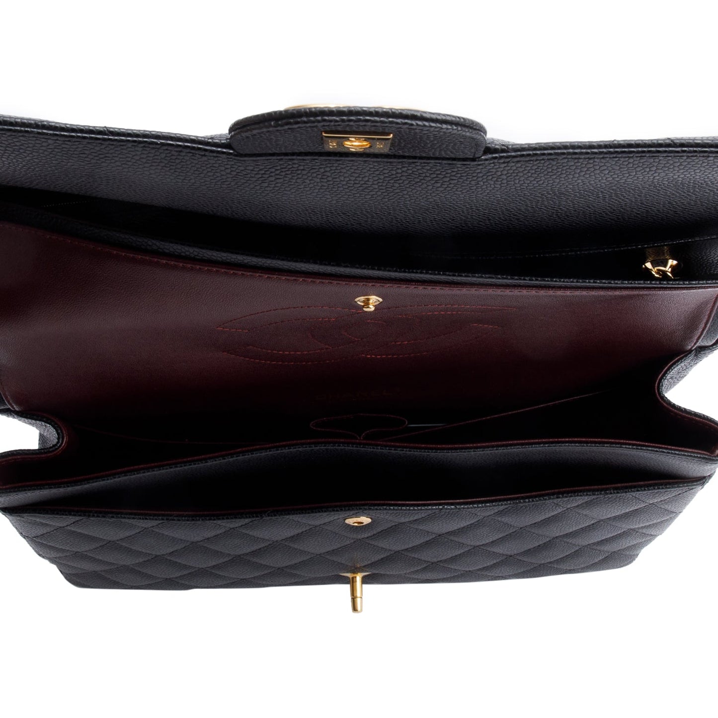Chanel Black Quilted Caviar Leather Classic Maxi Double Flap Bag